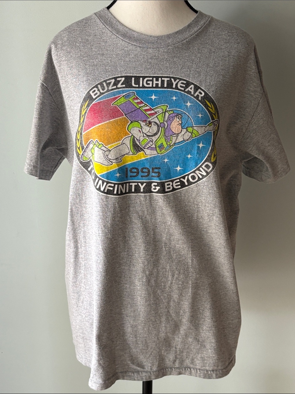 Disney Toy Story Gray T-Shirt Official Buzz Light-Year Graphic Logo. Size-Med